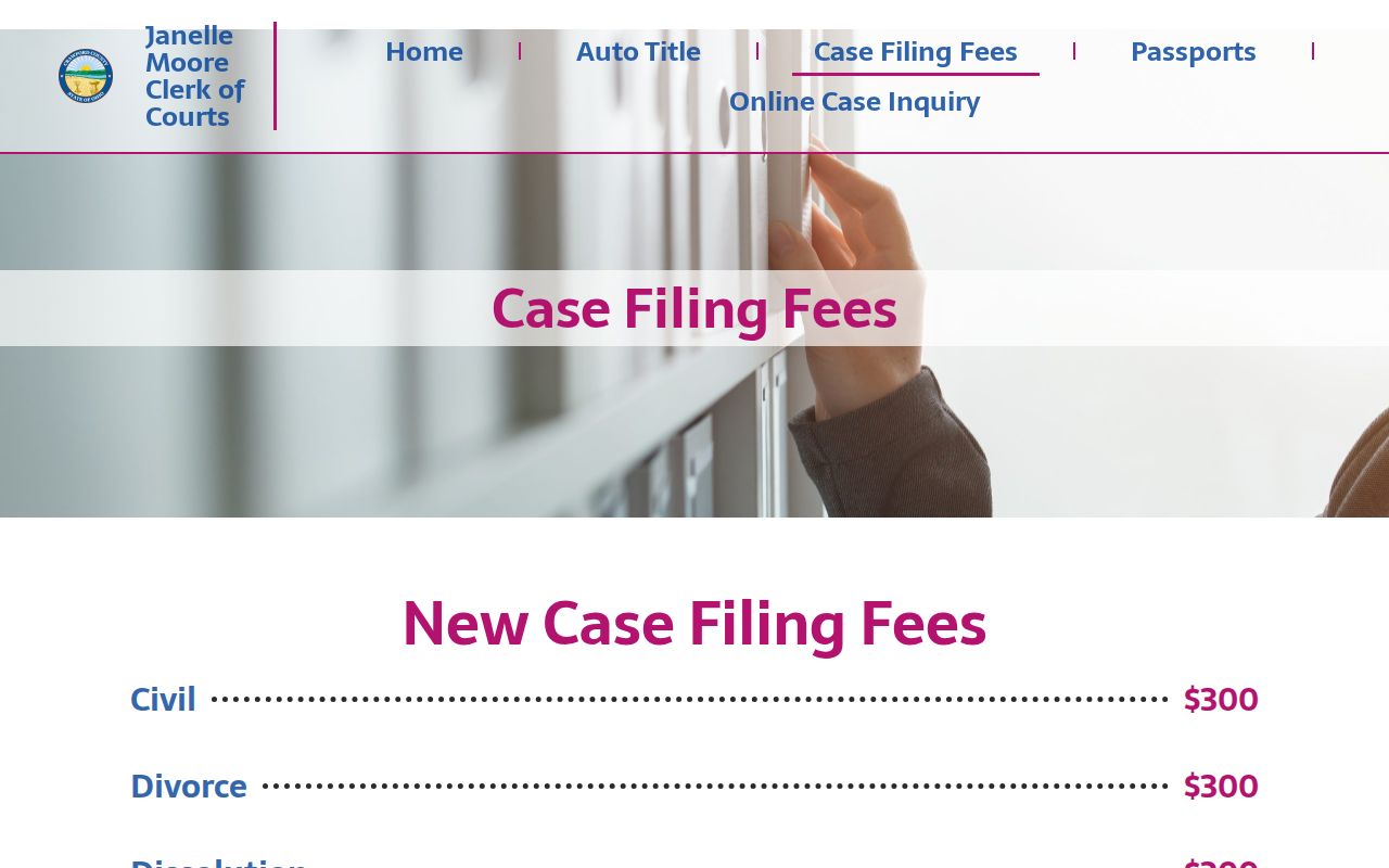 Crawford County civil docket Common Pleas filing-fee page